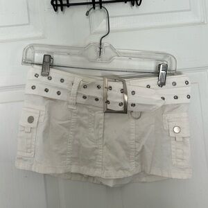 I.AM.GIA White Cargo Mini Shorts with Studded Belt